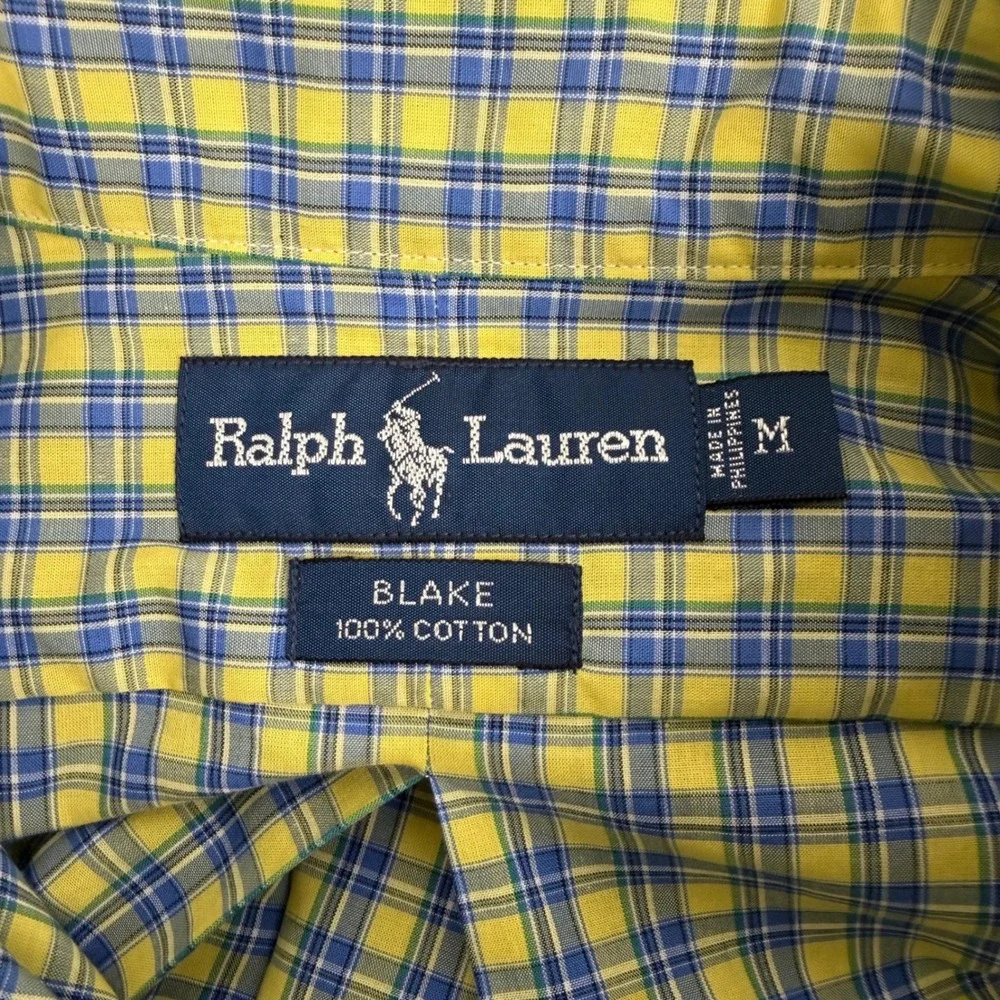Polo Ralph Lauren Blake Mens M‎ Yellow Blue Plaid Long Sleeve Button Down Shirt